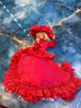Barbie with a handmade red beautiful dress